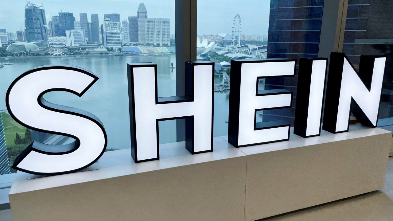 FILE PHOTO: A Shein logo is pictured at the company s office in the central business district of Singapore