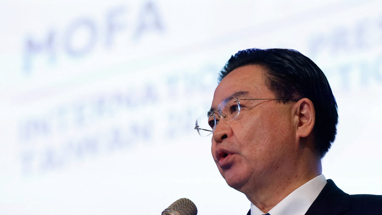 Taiwan Foreign Minister Joseph Wu speaks at a news conference in Taipei