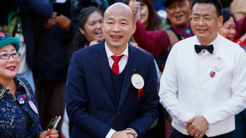 Han Kuo yu the parliament speaker candidate for Taiwan s largest opposition party the Kuomintang arrives at the parliament in Taipei