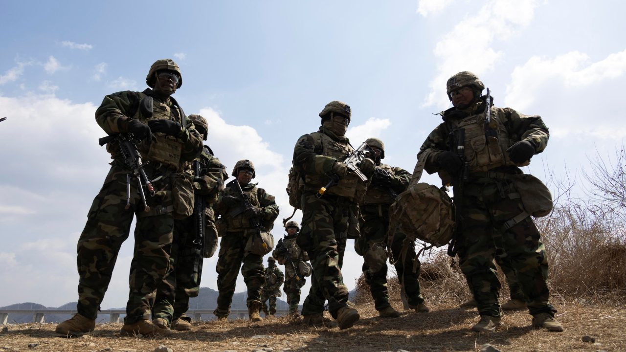 South Korean and US soldiers conduct a joint river crossing exercise in Yeoncheon