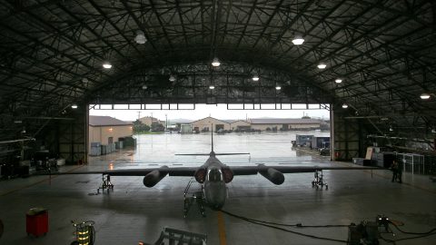 A U-2 spy plane is parked in a hangar at Osan air base, south of Seoul, in July 2005. The U-2 first flew officially on August 8, 1955 and was soon conducting top-secret Cold War missions over the Soviet Union to assess Moscow’s missile advances. (Photo: Kim Kyung-Hoon/Reuters)