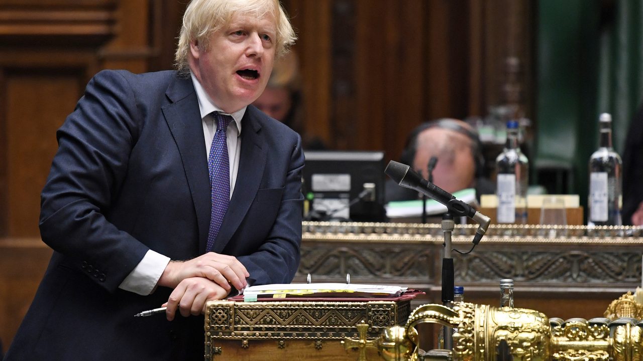 Boris Johnson speaking in the House of Commons in London on July 1, 2020, on the day Britain extended Hong Kong residents a broader path to citizenship in response to China’s sweeping national security law. (Photo: AFP Photo/ UK Parliament)