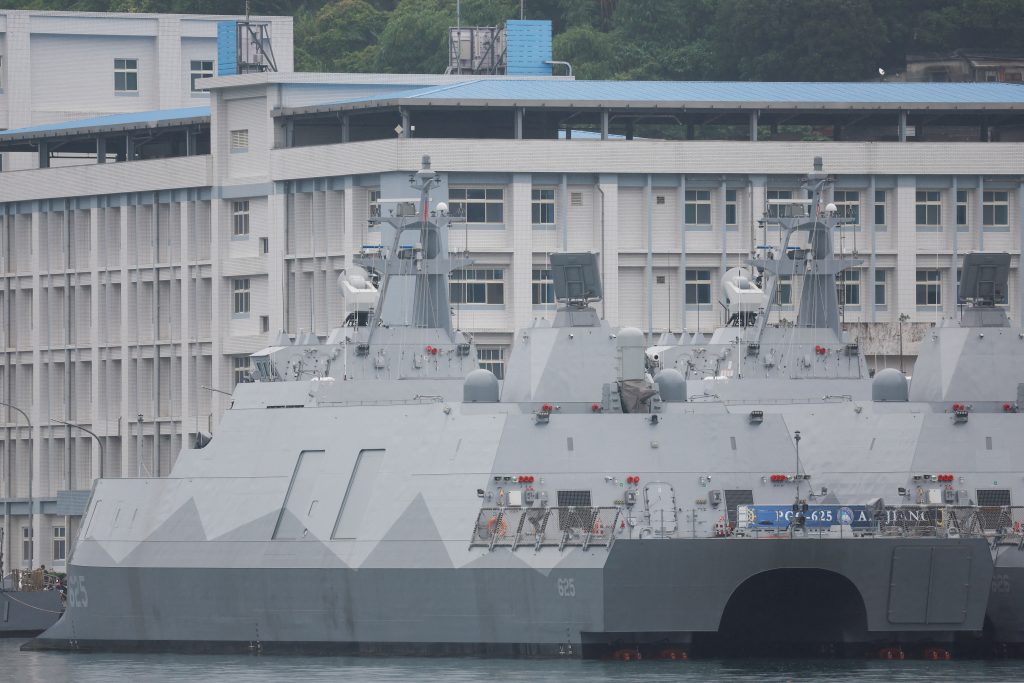 Taiwanese Navy vessels are pictured while docked at the port in Keelung