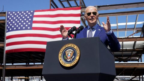 U S President Joe Biden visits the Intel Ocotillo Campus in Chandler