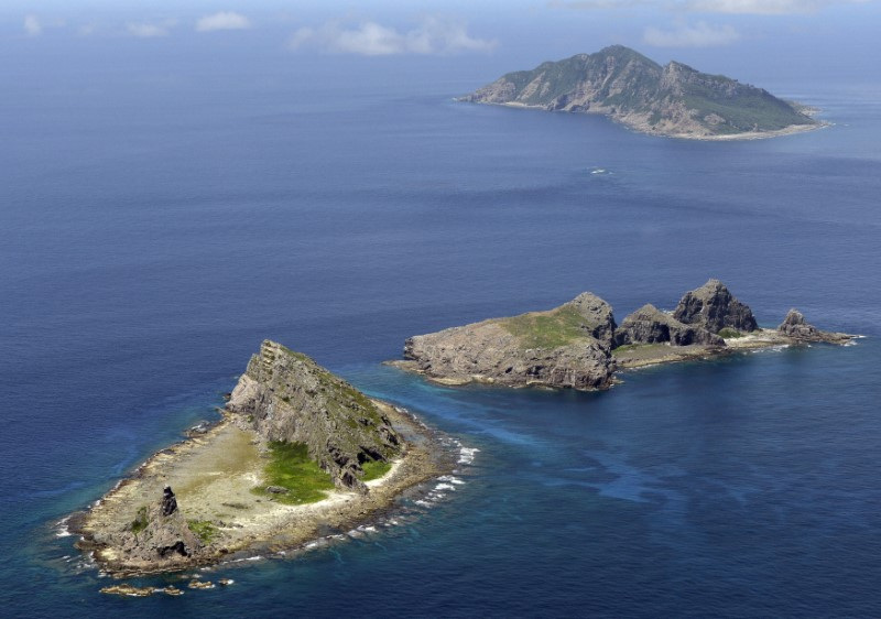 A group of disputed islands Uotsuri island Minamikojima and Kitakojima known as Senkaku in Japan and Diaoyu in China is seen in the East China Sea
