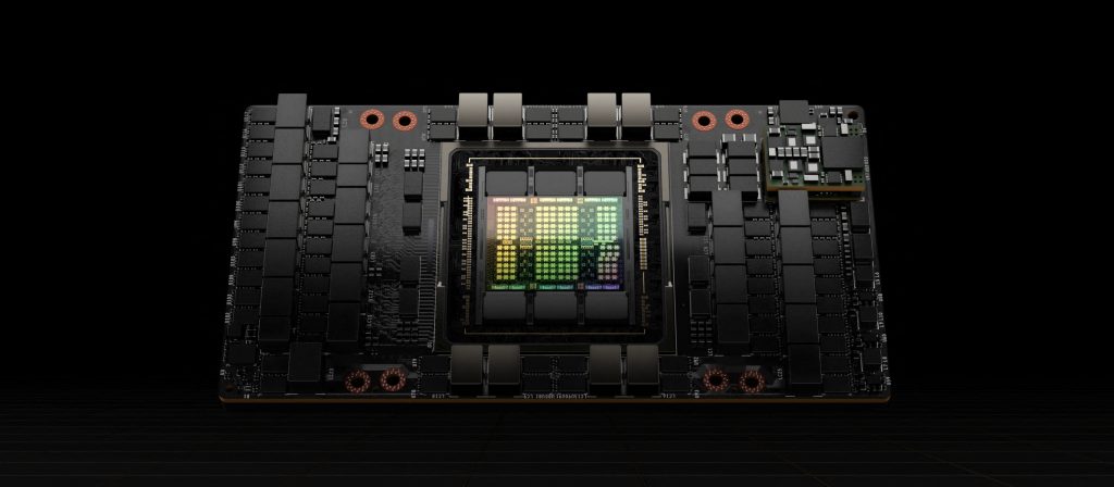 H Nvidia s latest GPU is seen in this photo in Santa Clara