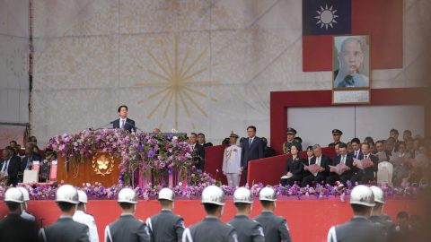 Taiwanese President Lai Ching-te delivers his address during the Republic of China’s 113th Double Tenth National Day celebration. (Photo: Walid Berrazeg/AFP)