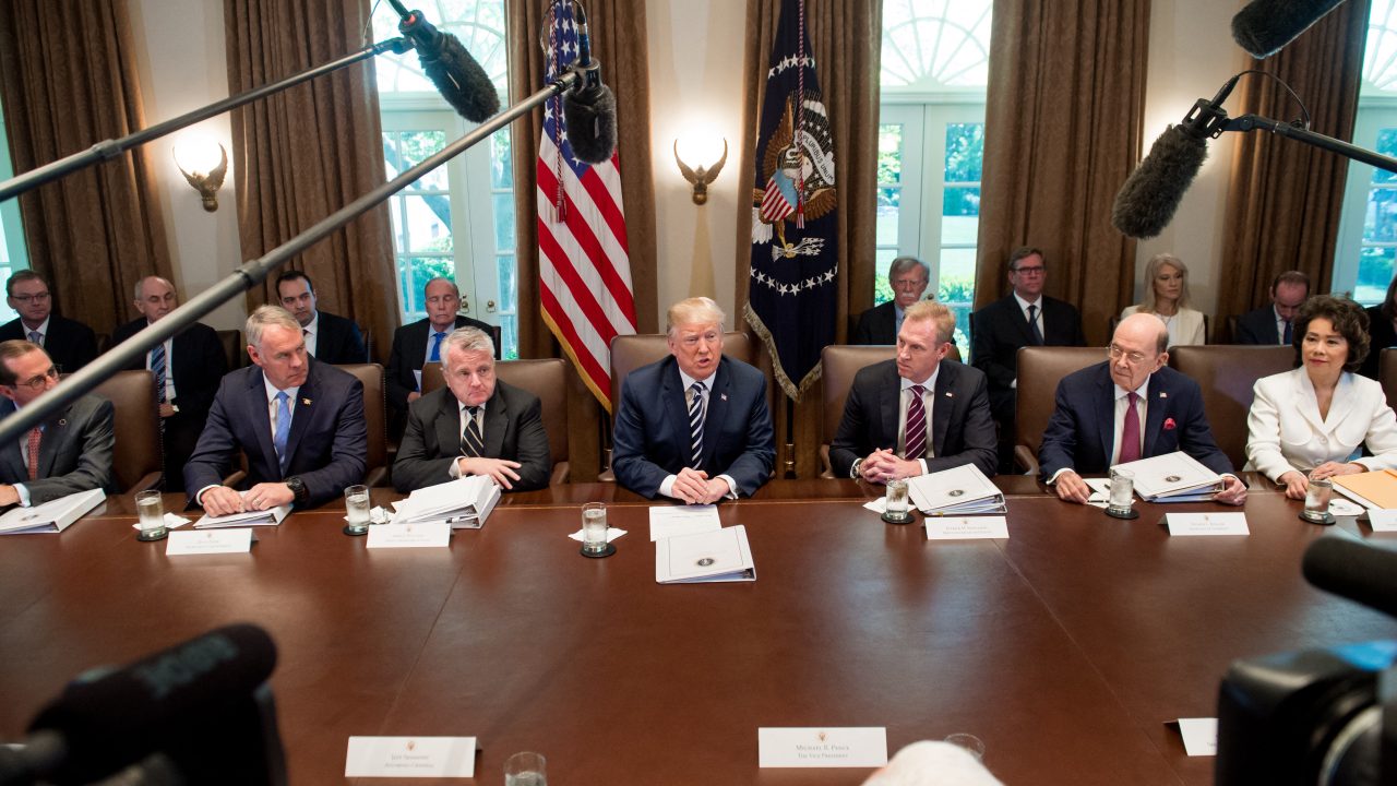 Pres Donald Trump holds a Cabinet meeting