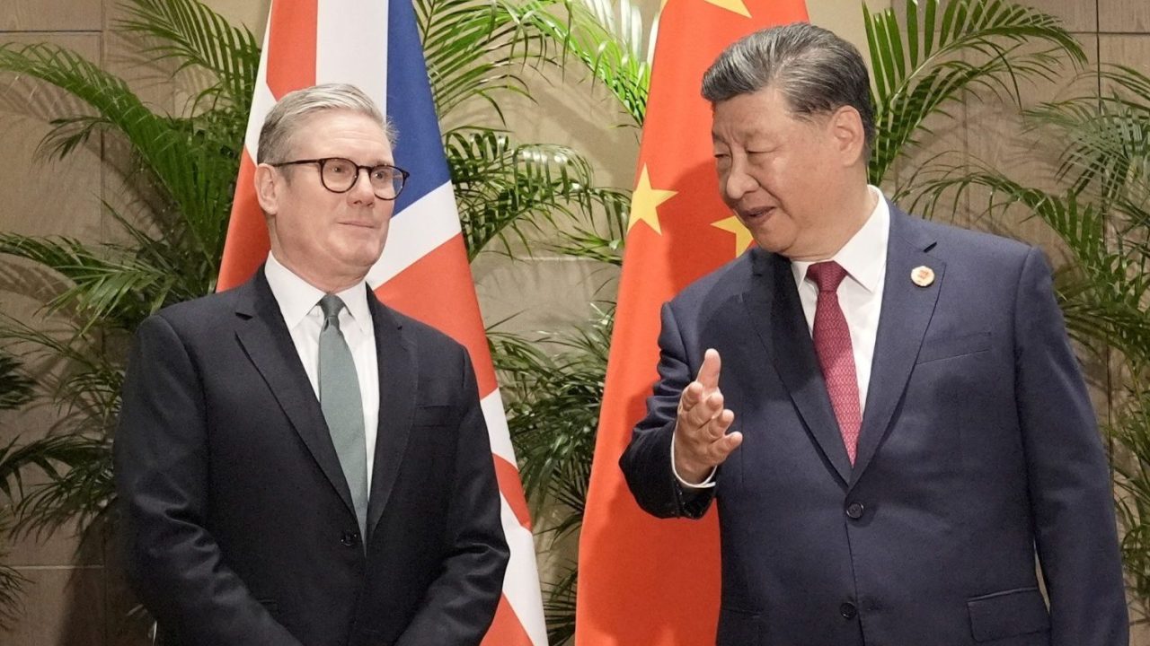 Keir Starmer and Xi Jinping leave after posing for a photograph during their bilateral meeting at the G20 summit in Rio de Janeiro on November 18. (Photo: Stefan Rousseau/Pool/Reuters)