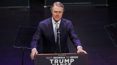 Former U S President Donald Trump holds a campaign event at the Johnny Mercer Theatre Civic Center in Savannah