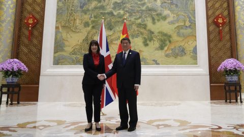 British Treasury chief Rachel Reeves meets Chinese Vice Premier He Lifeng in Beijing on January 11. (Photo: Aaron Favila/Pool/AFP)