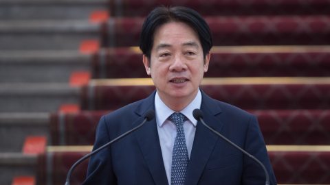 Taiwan President Lai Ching-te speaks after a National Security Council meeting at the Presidential Office in Taipei on March