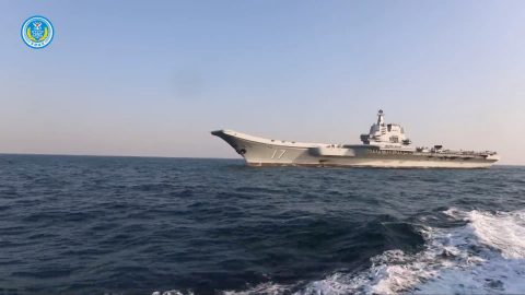 Aircraft carrier Shandong from a video released by China s PLA Eastern Theatre Command