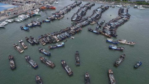 Fishing boats return to port to avoid Typhoon Gaemi in Xiamen, in eastern China’s Fujian province in July 2024. (Photo: AFP)
