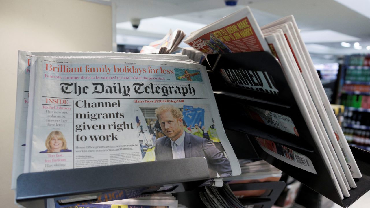 Copies of The Daily Telegraph in a supermarket in London, U.K. on January 20, 2024. (Photo: Belinda Jiao/Reuters)