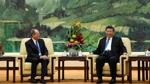Chinese President Xi Jinping meets with Stephen Perry Chairman of The Group Club at the Great Hall of the People in Beijing